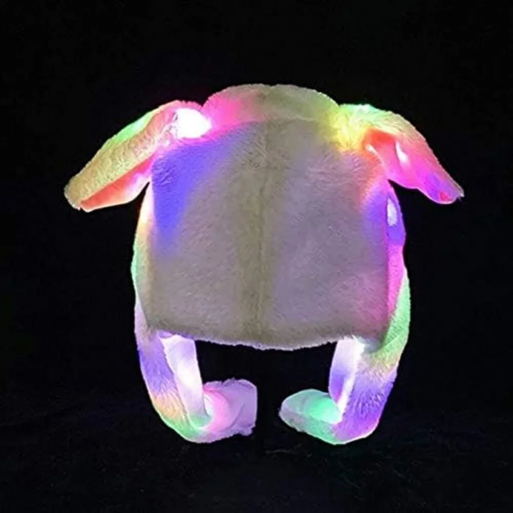 Kids Blue Bunny Funny Plush Ears Moving Jumping Rabbit Hats for Christmas